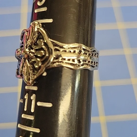 Silver Tone Ring Size 10.5 Spoon Dragonfly - Picture 5 of 8